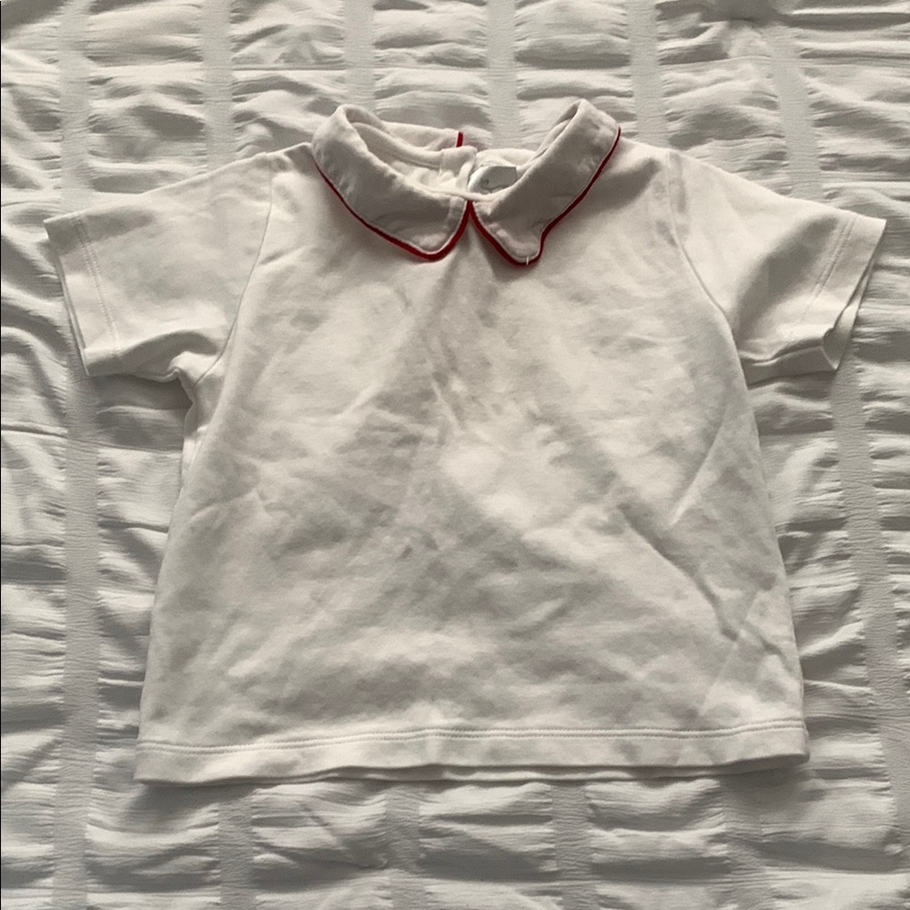 Classic White Kids Shirt with Red Trim